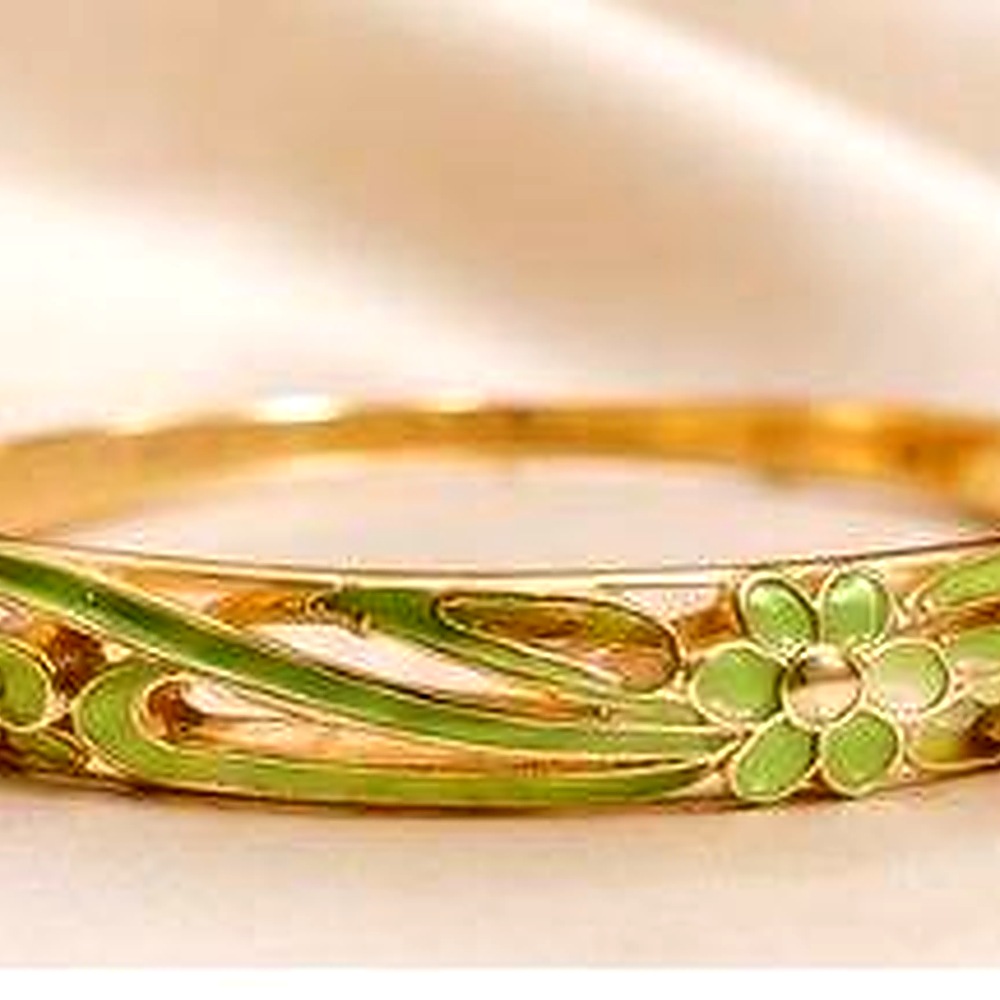 Bracelet Yasmine — Émail Fleuri — Olivine